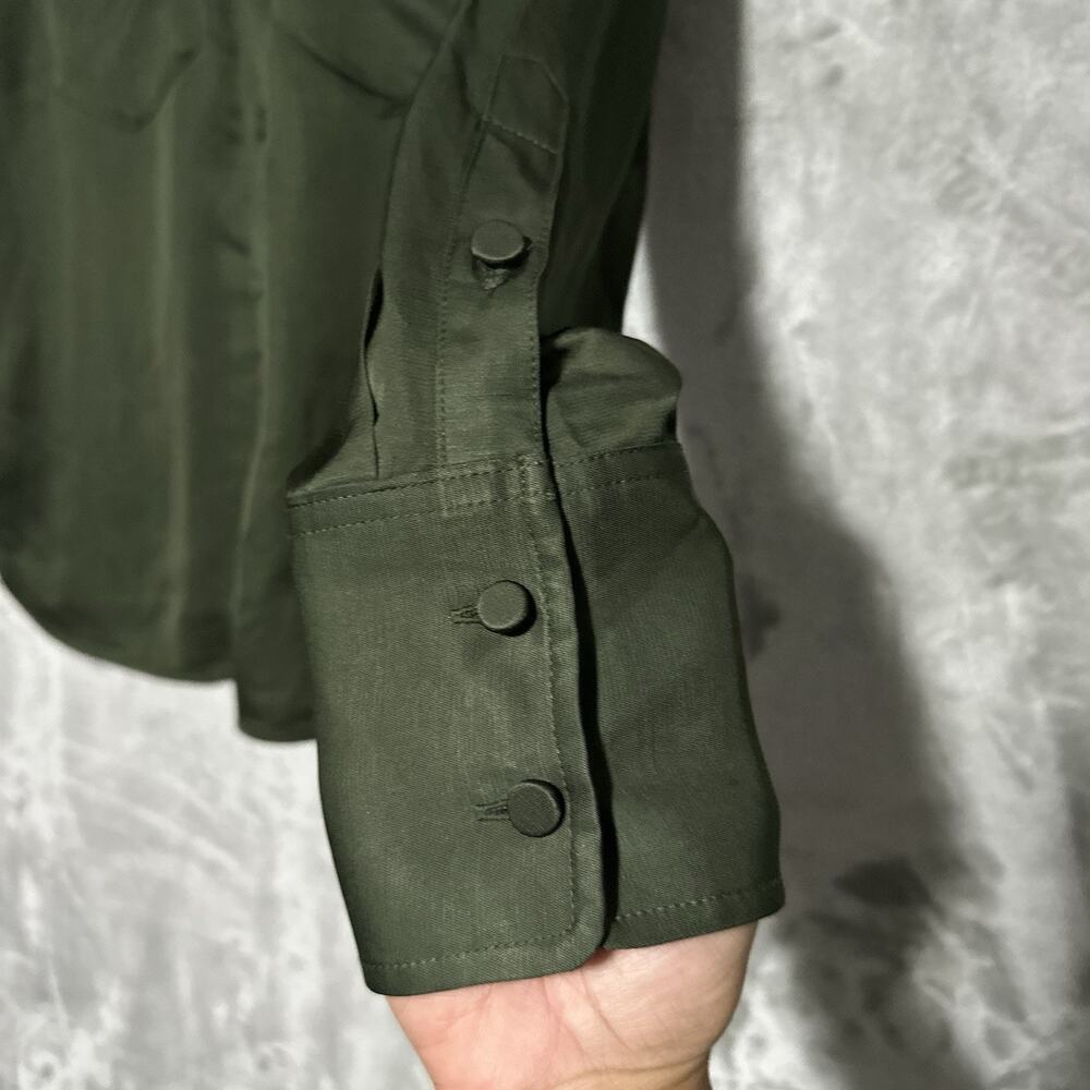 Madewell Western Shirt in Linen Blend Womens Size 4 Green Mossy Umber Cowboy EUC - Picture 6 of 10